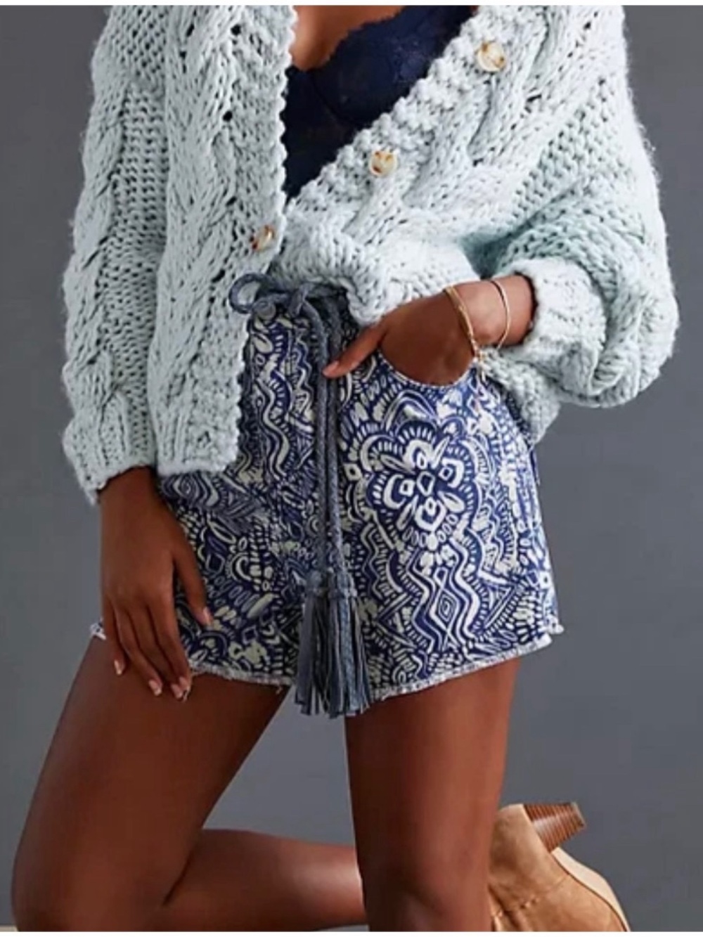 Anthropologie Pilcro Women’s Sz S Blue High Rise Shorts Scrunchie Cut Off - Picture 3 of 16